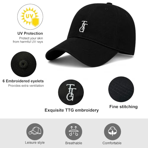 Black Embroidered Baseball Cap - Unisex Cotton Adjustable Hat for Men Women