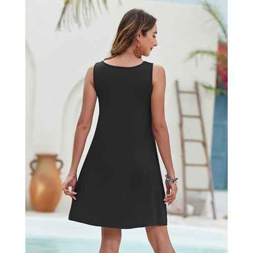 MISFAY Women Summer Dresses Bathing Suit Coverups 2025 Casual V Neck Sleeveless Beach Tank Sun Dresses Swimsuit with Pockets