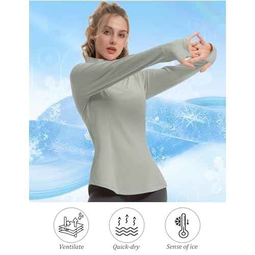 FKEEP Women's Sun Shirts Long Sleeve Athletic Jackets UPF 50+ Top with Thumb Holes Quick Dry for Golf Tennis Hiking