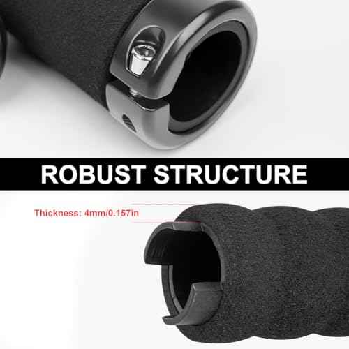 Foam Bike Grips - Soft Comfortable Non-Slip Handlebar Grips with Aluminum Alloy-Lock Design for BMX, Mountain MTB, Beach Cruisers, Scooters