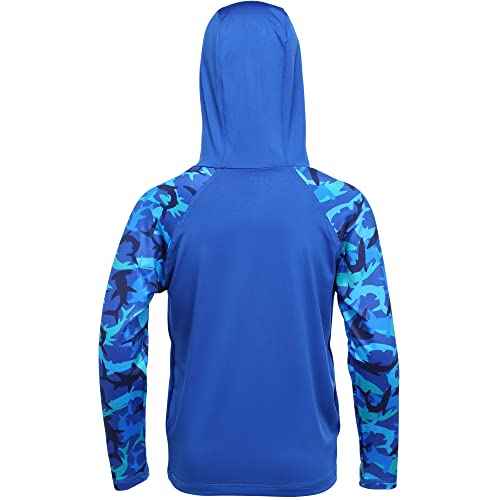 Boys UPF 50+ Swim Hooded Shirt with Pocket/Non-Pocket, Youth Kids SPF UV Sun Protection Rash Guard Long Sleeve Fishing Shirts