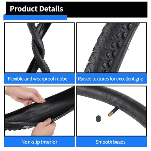 27.5x2.125 Bike Tire and Tube Set - MTB Off-Road Replacement Kit
