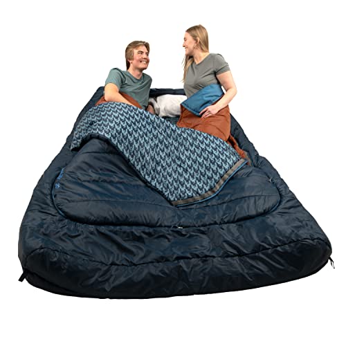 Kelty Tru.Comfort Doublewide 2P 20 Degree Sleeping Bag, Two Person, Synthetic Fill, Couples & Family Camping, Overlanding – Removable Blanket, Wider Than Queen Sized Bed, Updated 2023 (Pageant Blue)