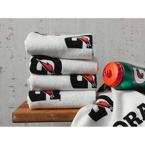 Gatorade G Towel, 22" x 42", Cotton, White/Black/Orange