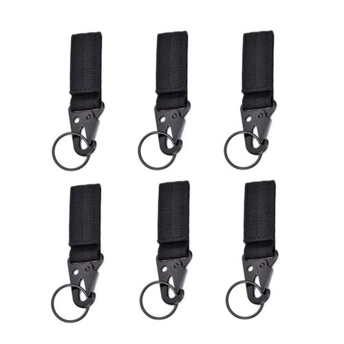 LuoQiuFa 6-Piece Tactical Nylon Webbing Buckle Carabiner Molle Belt Clip Key Buckle, Suitable for Outdoor Sports(Black)