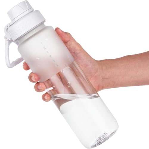 Oldley 32oz White Matte Water Bottle with Handle, Leakproof Tritan Sports Bottle