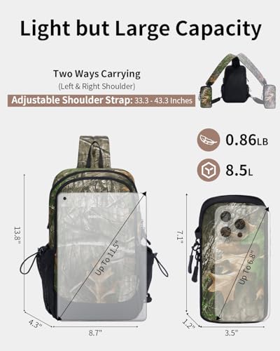Anti-Theft Crossbody Bag RFID Blocking Water Resistant Sling Backpack Camouflage
