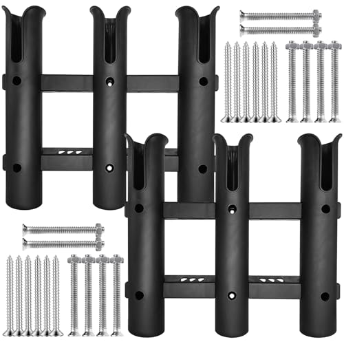 Wall Mounted Fishing Rod Holder Rack for 3 Poles Boat Truck Garage Black