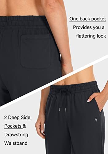 Women's Cotton Lounge Sweatpants with Pockets - Black 29 Inch Large