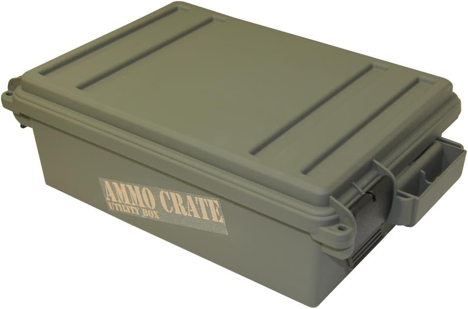 MTM ACR4-18 Ammo Crate Utility Box-Carry up to 65lbs of gear-Stackable design, double padlock for security - Water-resistant O-ring seal - Army Green