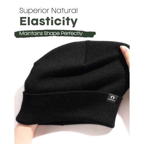 FURTALK 100% Merino Wool Beanie Hat for Men Women Warm Winter Hat Double Layer Knitted Beanies