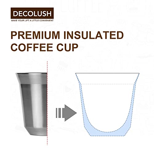 Stainless Steel Espresso Cups 75ml Double Wall Insulated - 4 Pack, Variation of Stainless Steel