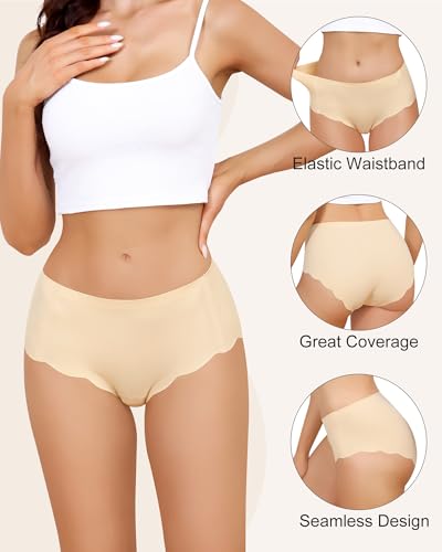 Seamless Active Underwear for Women No Panty Lines Breathable Leggings & Yoga Pants - Black, White, Pink, Nude, Light Brown, Small