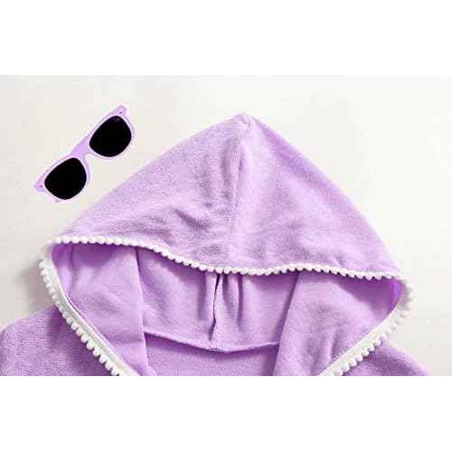 Girls Swim Cover Up Terry Swimsuit Coverup Kids Zip-Up Beach Pool Bathing Suit Wraps with Sunglasses