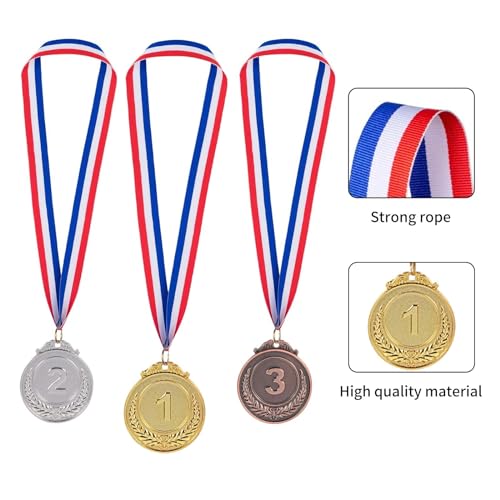 Gold Silver Bronze Award Medals Set for Competitions and Celebrations - 2 Inches