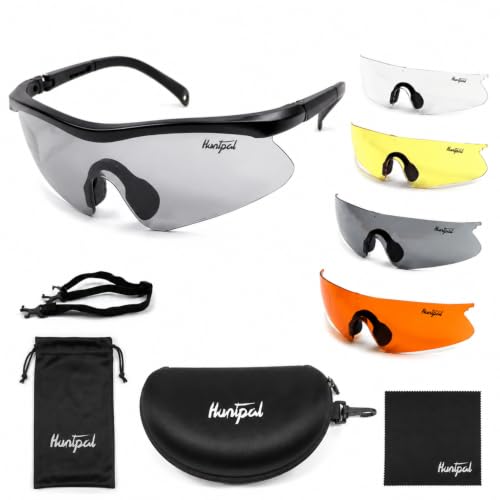 HUNTPAL Safety Shooting Glasses with Interchangeable Lenses and Adjustable Fit