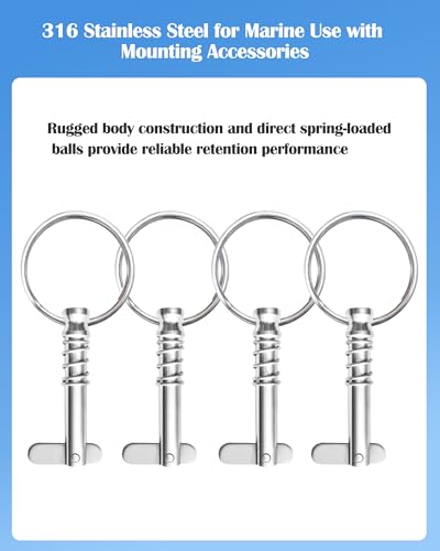 316 Stainless Steel Boat Bimini Top Quick Release Pins 4 Pack