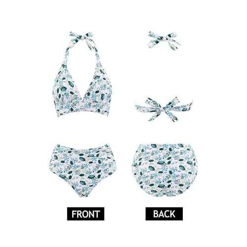 AI'MAGE Women High Waisted Bikini Sets Tummy Control Swimsuits Two Piece Swim Suits 2025 V-Neck Halter Ruched Bathing Suits