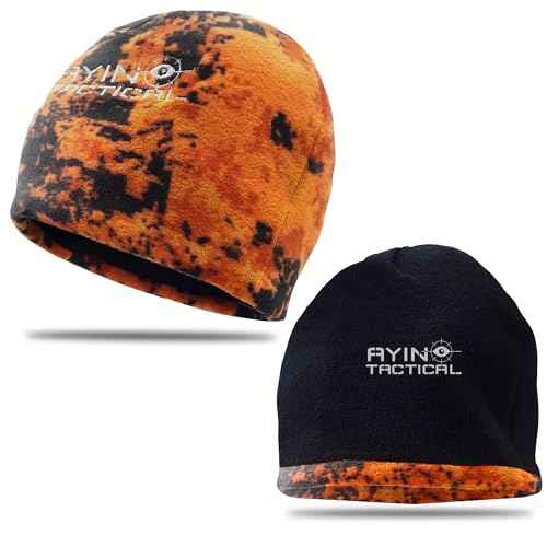 AYIN Hunting Beanie Hat, 2 in 1 Winter Knit Beanie for Men and Women, Reversable Black and Blaze Orange
