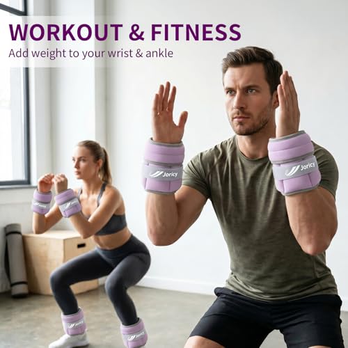 Purple 5lb Ankle Weights for Men Women - Adjustable Fitness Resistance Bands
