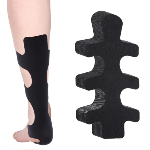 Black Precut Kinesiology Tape for Achilles Tendon Support - 12pcs