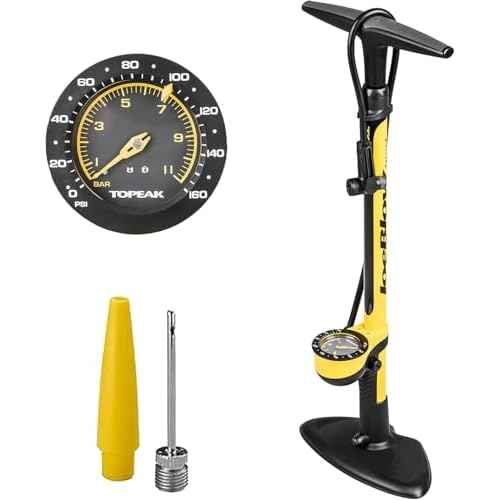 Topeak JoeBlow Sport III High-Pressure Bike Floor Pump ? 160 PSI, Durable Steel Barrel, 3¡± Analog Gauge, TwinHead DX5 Pump Head, Long Hose, Ergonomic Handle, Fits Presta, Schrader, & Dunlop Valves