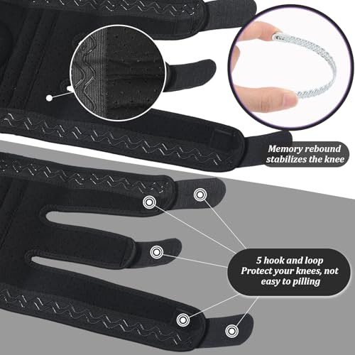 1 Pcs Kids Knee Brace with Side Stabilizers Patella Gel Pads Adjustable Straps Youth Child Knee Brace Support for Meniscus Tear Sports, Meniscus Tear (Black)