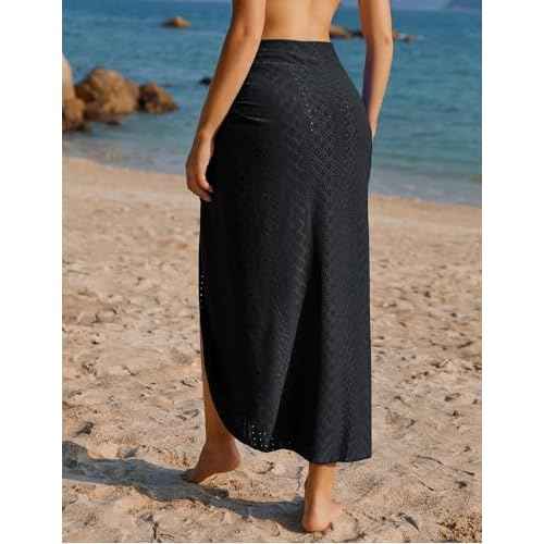 AI'MAGE Sarong Wraps for Women Long Hollow Swimsuit Coverup Tie Beach Bikini Skirt Cover Up Bathing Suit Pareo Wraps M/XL