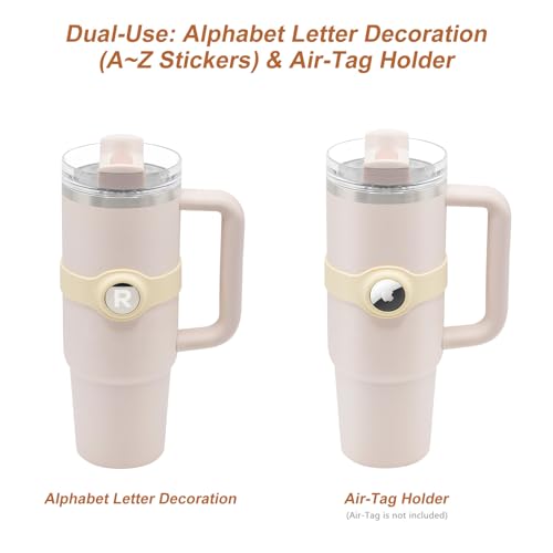 Stanley Customizable Name Ring Silicone Sleeve with A-Z Metal Circular Decoration for Stanley 40oz Tumbler Accessories White