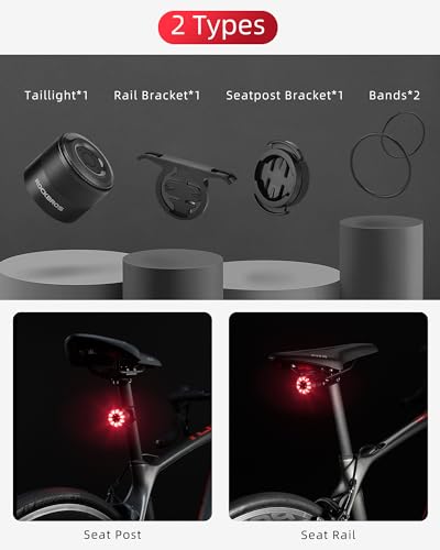 LED Bike Tail Light USB-C Rechargeable 5 Modes Aluminum IPX5 Safety