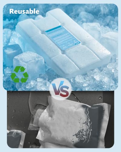 Reusable Gel Ice Packs for Cooler and Lunch Box - Set of 4 Slim Freezable Ice Packs