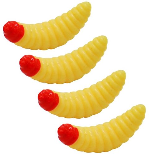 OriGlam 100pcs Soft Silicone Maggot Worm, Soft Artificial Bread Worm Fishing Lure, Biomimetic Earthworm Lures Worm Fishing Lures Simulation Bait Fake Worm