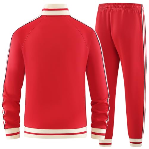Men's 2-Piece Tracksuit Set Red Large Sportswear Jogging Outfit