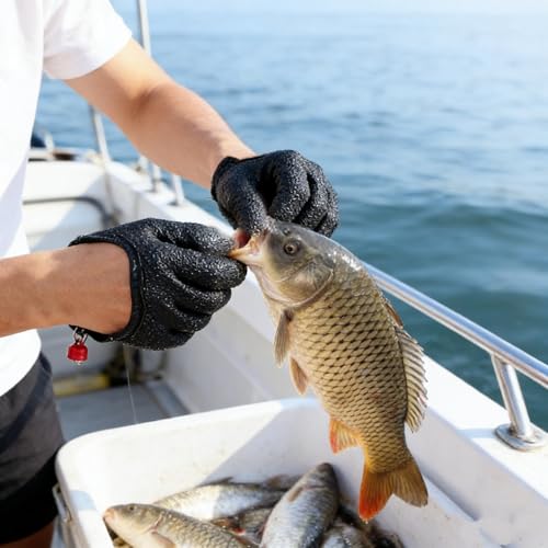 Fishing Gloves with Magnet Release - Medium-Large Anti-Slip Puncture Proof Gloves for Catching & Handling Fish