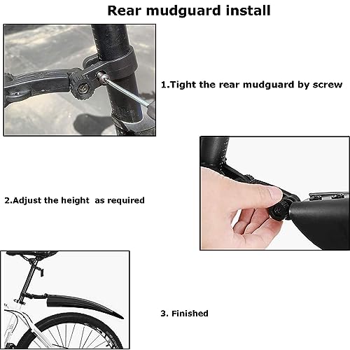 TuTuYa Bike Fender Set, Adjustable Bicycle Mudguards with 2 Arrow Reflective Stickers and 1 Reflective Tape, for 20-26 inch Bikes, Universal Front and Rear Tire Mud Guard for Most of Popular Bicycles