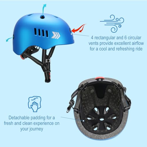 Blue Kids Bike Helmet Set for Ages 2-8 with Protective Gear - Toddler Safety Helmet