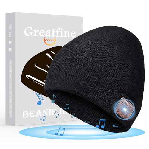 Greatfine Bluetooth Beanie, Beanie with Bluetooth Headphones HD Stereo for Men/Women/Teen, Unique Tech Gift for Christmas