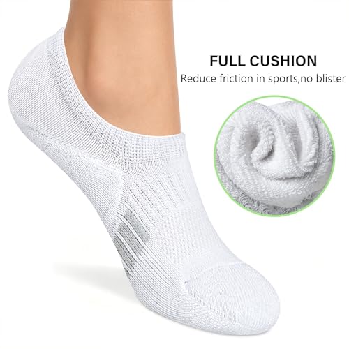 Amutost Women's No Show Socks 5-8 Pairs White Anti-Slip Cushioned Breathable