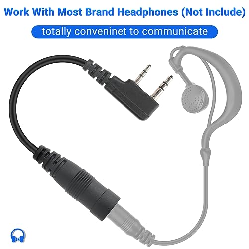 2 Pin to 3.5mm Headphone Adapter for Baofeng Walkie Talkies - Compatible UV-5R UV-82 UV-K5