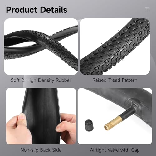 29x2.35 Mountain Bike Tire Set with Tubes & Repair Kit - Durable All Terrain Replacement - Variation of THIS listing
