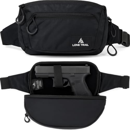 Lone Trail Large Concealed Carry Fanny Pack for Men | Adjustable ccw fanny pack for Men for Hiking and Travel - Tactical Waist Packs w/Fully Adjustable Strap