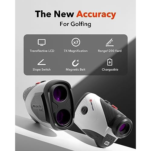 REDTIGER Golf Rangefinder with Slope, 1200 Yards Laser Range Finder Golfing, 7X Magnification, Flag Pole Locking Vibration, Rechargeable Range Finders with Magnet Stripe, GolfVue Series 1