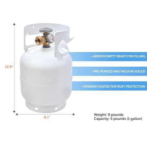 Flame King YSN5LB-GAUGE 5lb Steel Propane Tank Cylinder with Gauge and OPD Valves for Grills and BBQs, Camping, Fishing, & Outdoor Activities, White