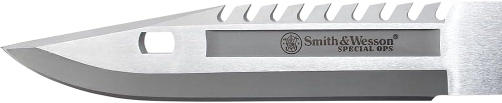 Smith & Wesson SW3G 12.8in S.S. Fixed Blade Knife with 7.8in Bowie Blade with Notched Spine and Nylon Fiber Handle for Outdoor, Tactical, Survival and EDC