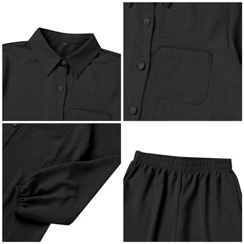 XX-Large Women's Muslim Abaya 2-Piece Set Long Sleeve Shirt & Pants Black Dubai Outfit