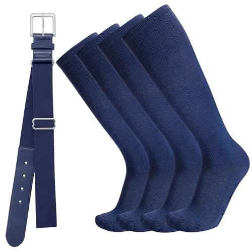 Youth Baseball Socks and Belt Combo - Medium Navy, 2 Pairs & 1 Belt