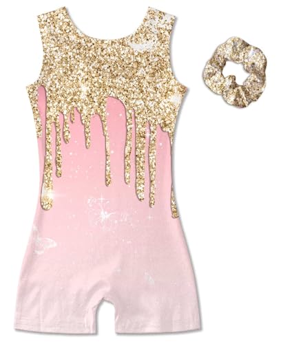 Girls Gymnastic Leotards with Hair Scrunchie Set - 4 to 12 Years Old