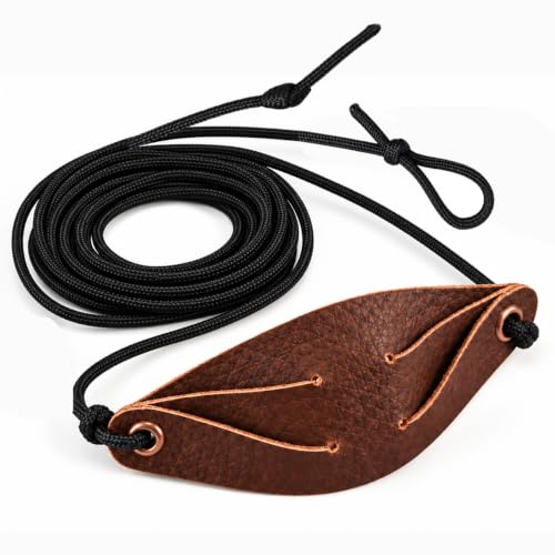 Brown Shepherd Sling for Rock Throwing Outdoor Survival Skill Tool with 2.4M Paracord & Leather Pouch