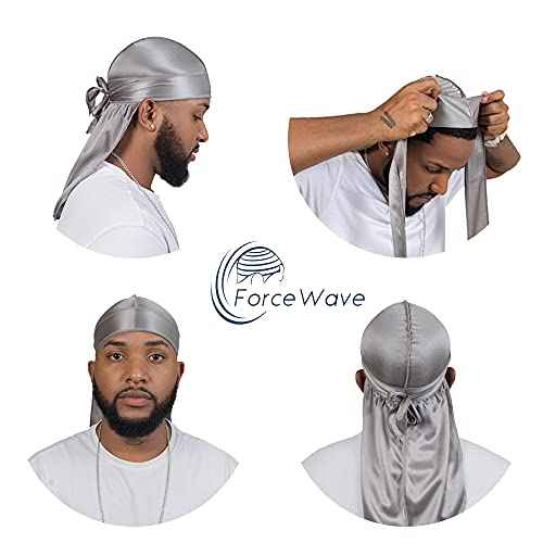 ForceWave 10 Pieces Silky Durags Long Tail for Women Men Satin Durag 360 Wave£¬Dorag, 10 Pieces