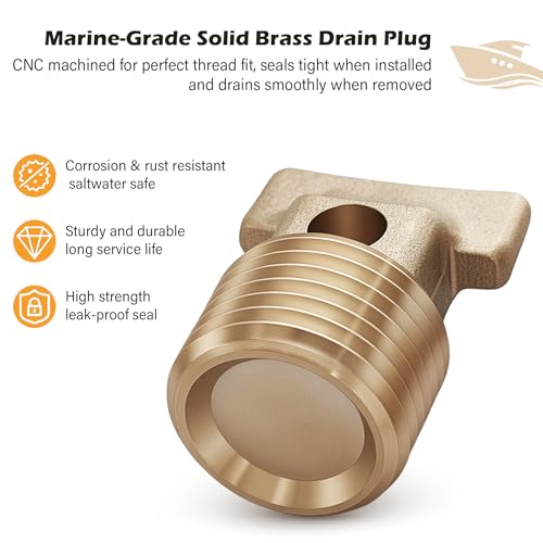 Boat Garboard Drain Plug 1/2" NPT Solid Brass Marine Drain Fitting